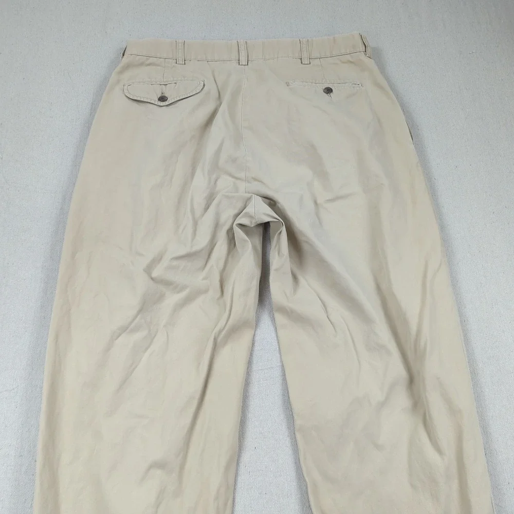 Vtg Polo‎ Ralph Lauren Pants Men 35x32 Khaki Hammond Pleated Cuffed Office